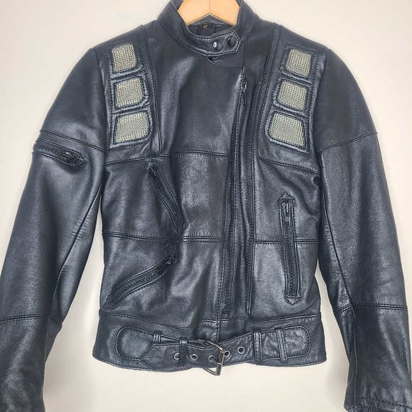 Vtg Hein Gericke Harley Davidson Motorcycle Biker Women's Leather‎ Moto Jacket - Picture 2 of 11